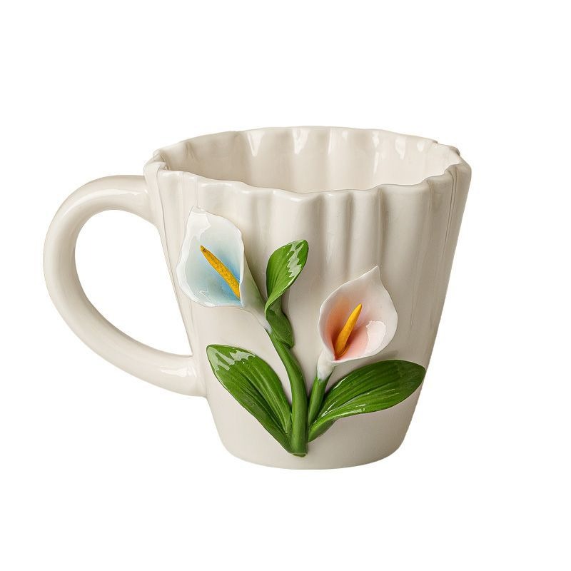 Valley Tea And Coffee - Creatieve Lelietje-van-dalen keramische koffiekopje Driedimensionaal reliëf