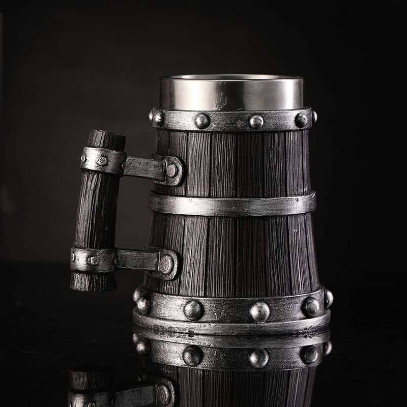 Coffee Tea Flask - Houtnerf Bierglas Hars Roestvrijstalen Mok Imitatie