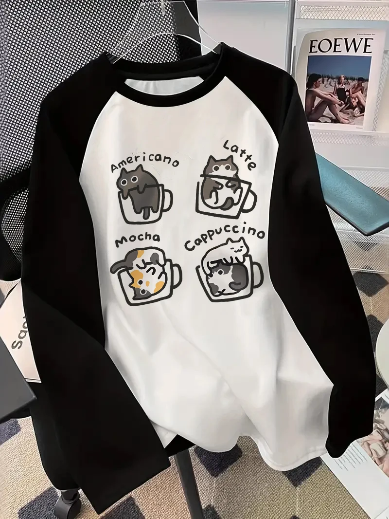 Coffee & Tea Difabis - Coffee Cat T-shirt met lange mouwen,
